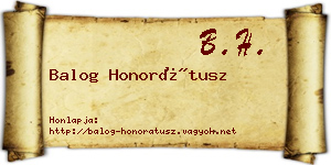 Balog Honorátusz névjegykártya